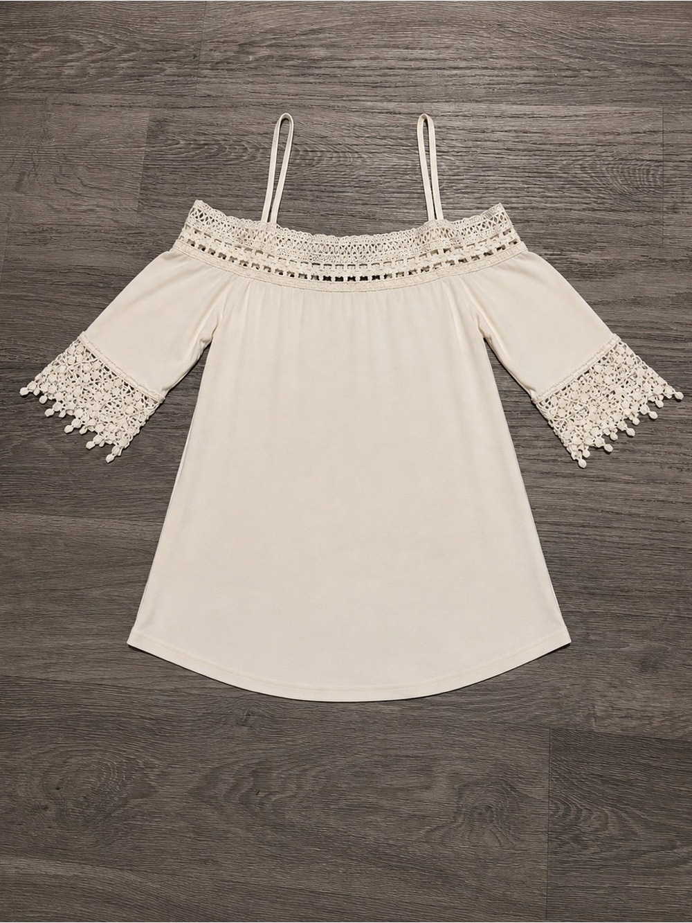 rue21 Cream Crochet-Trim Off-Shoulder Blouse